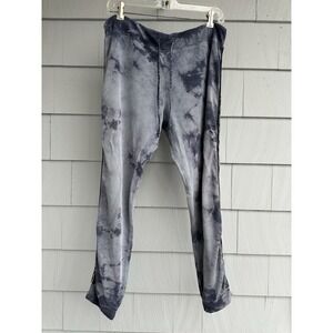 Johnny Was Calmé Tie Dye Joggers M Blue Gray Stripe Trim Tencel Cotton Spandex